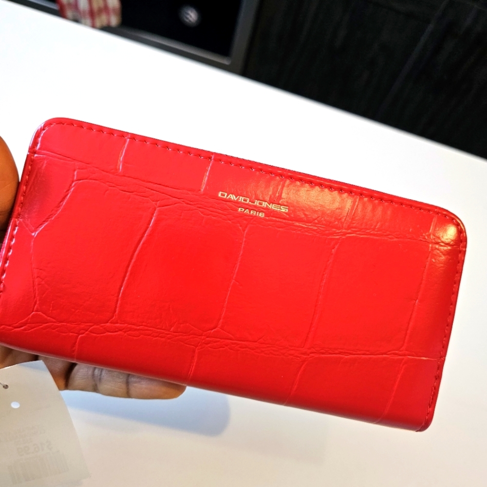 David Jones Red Zip Around Wallet